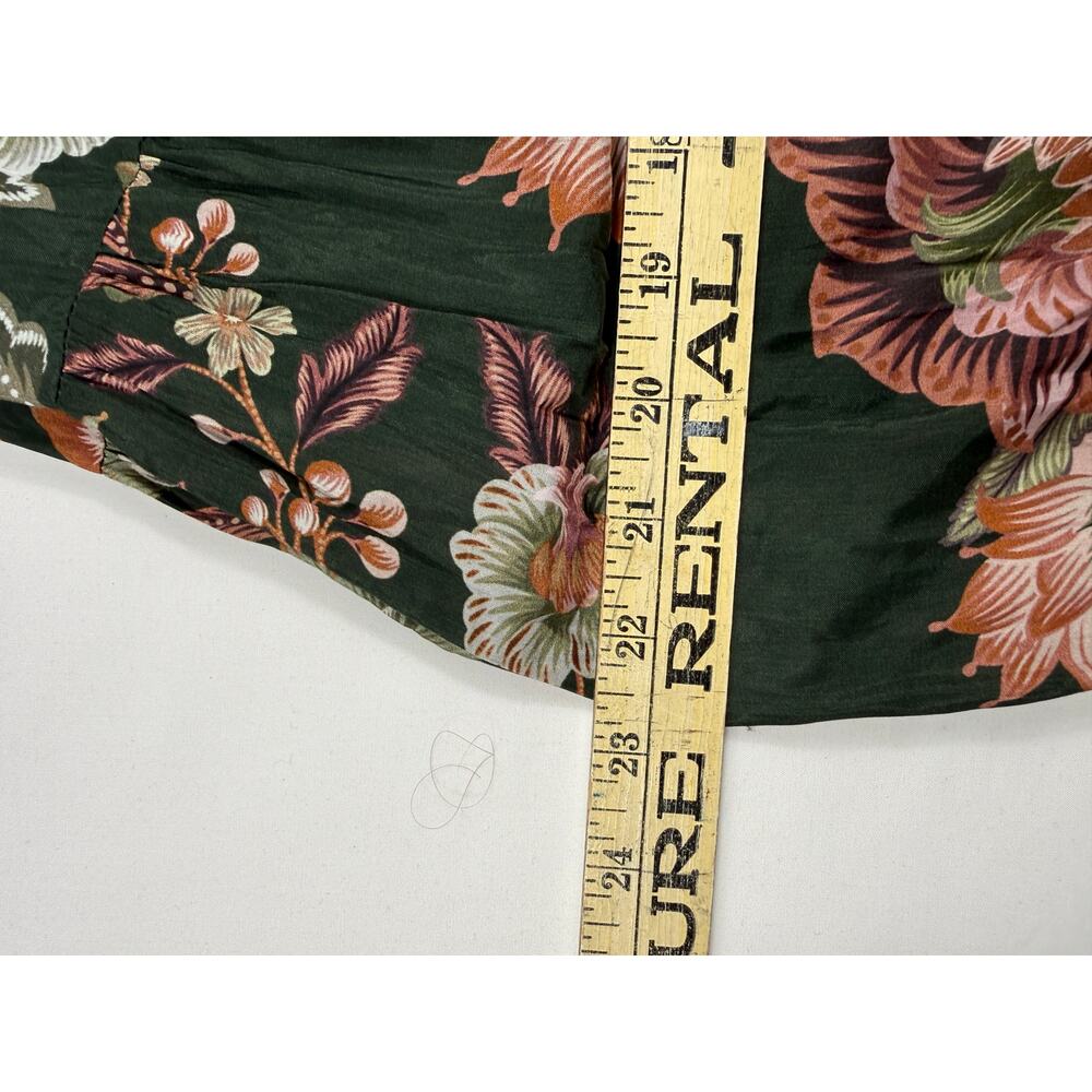 NWT FARM Rio Flowering Garden Tree Green XS Mini Dress puff sleeves ruffled hem - Picture 14 of 15